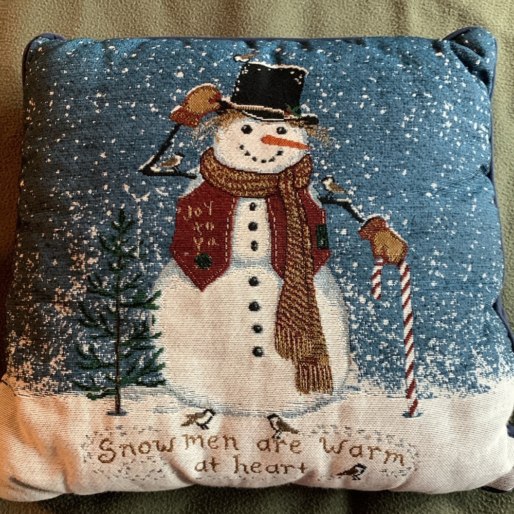 Set of 2 Snowmen please pillows. Both approximately 16” x 16”. - Picture 2 of 5